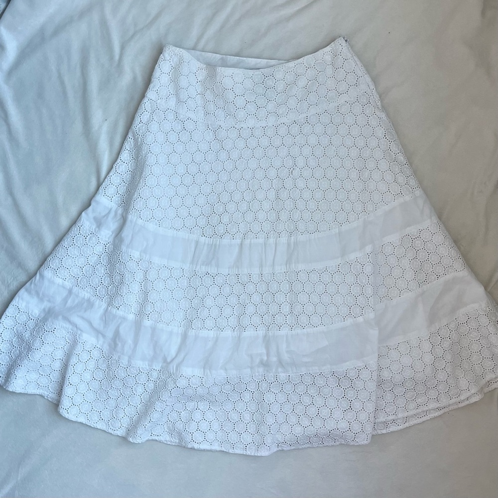 White Flowy Maxi MIDI Skirt